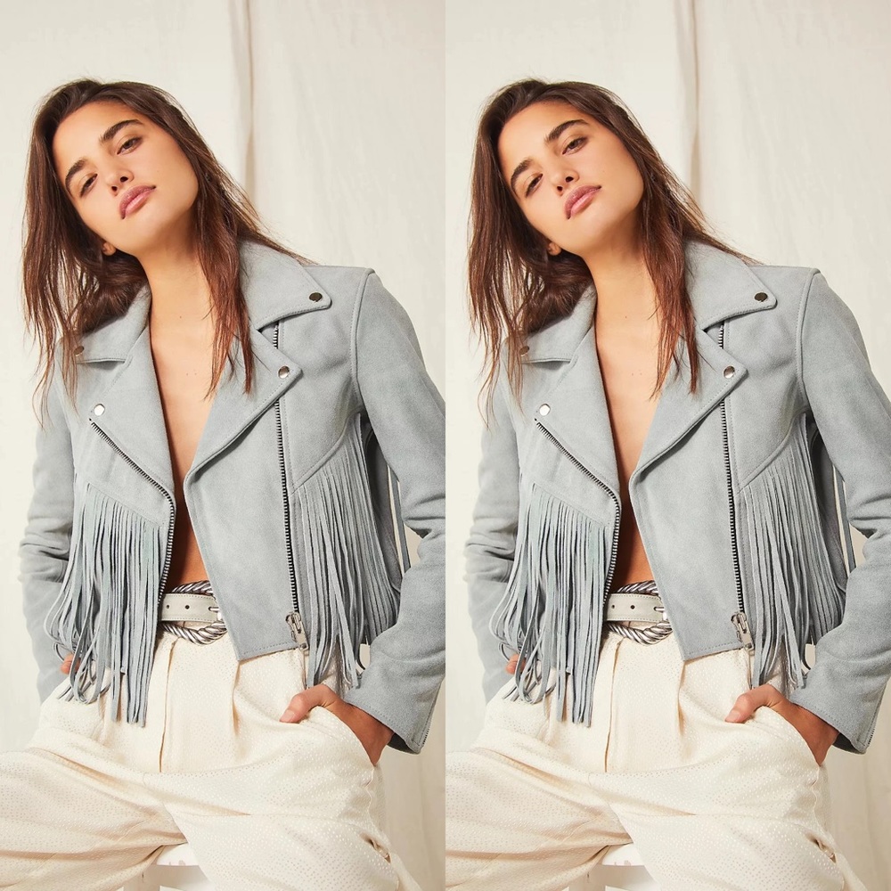 NWT Free People Suede Fringe Jacket